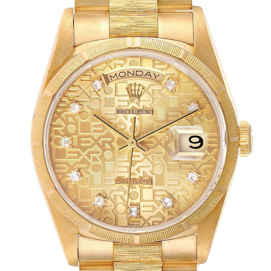 NOT FOR SALE -- Rolex President Day-Date Yellow Gold Bark Diamond Dial Mens Watch 18248 -- PARTIAL PAYMENT SwissWatchExpo