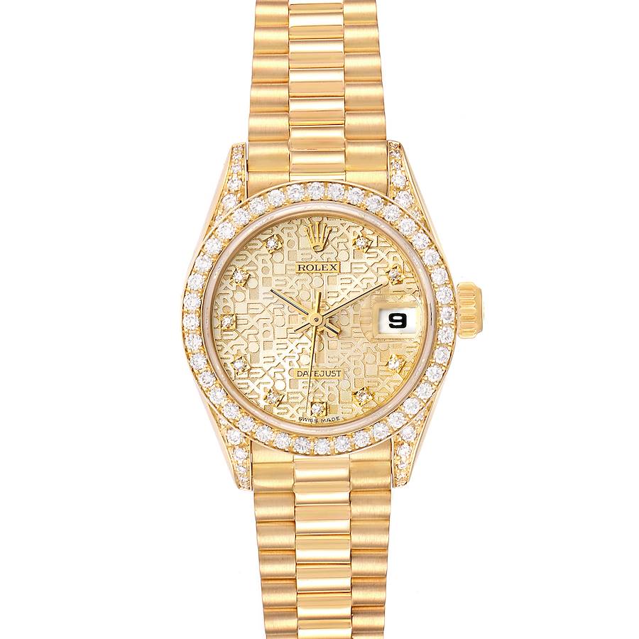Rolex President Yellow Gold Anniversary Dial Diamond Ladies Watch 69158 Box Papers SwissWatchExpo