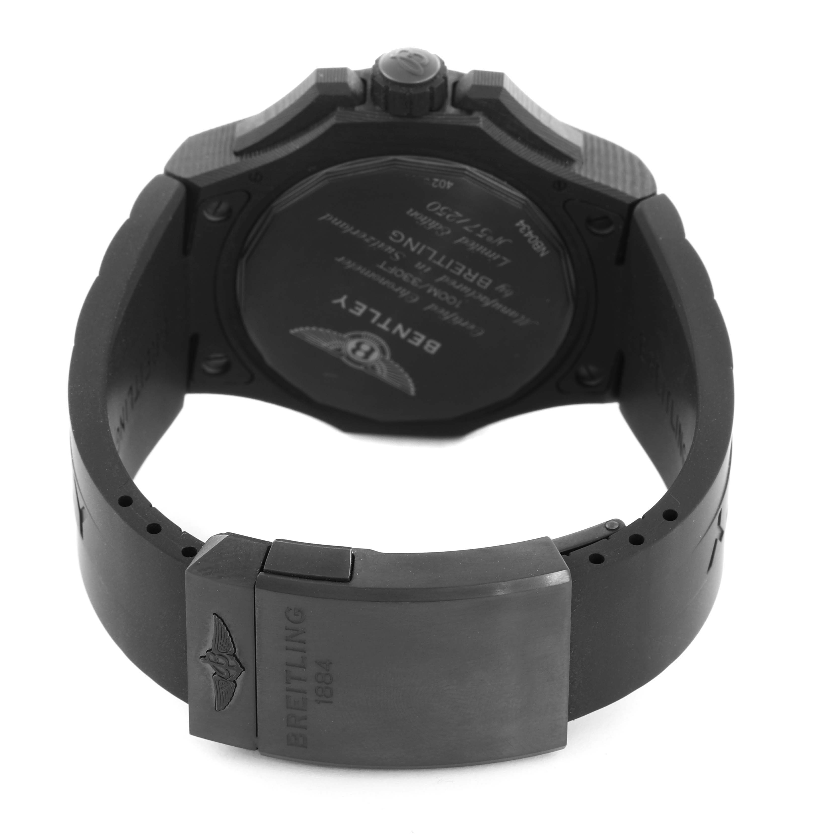 The image shows the backside of the Bentley model by Breitling, highlighting the clasp and case back.