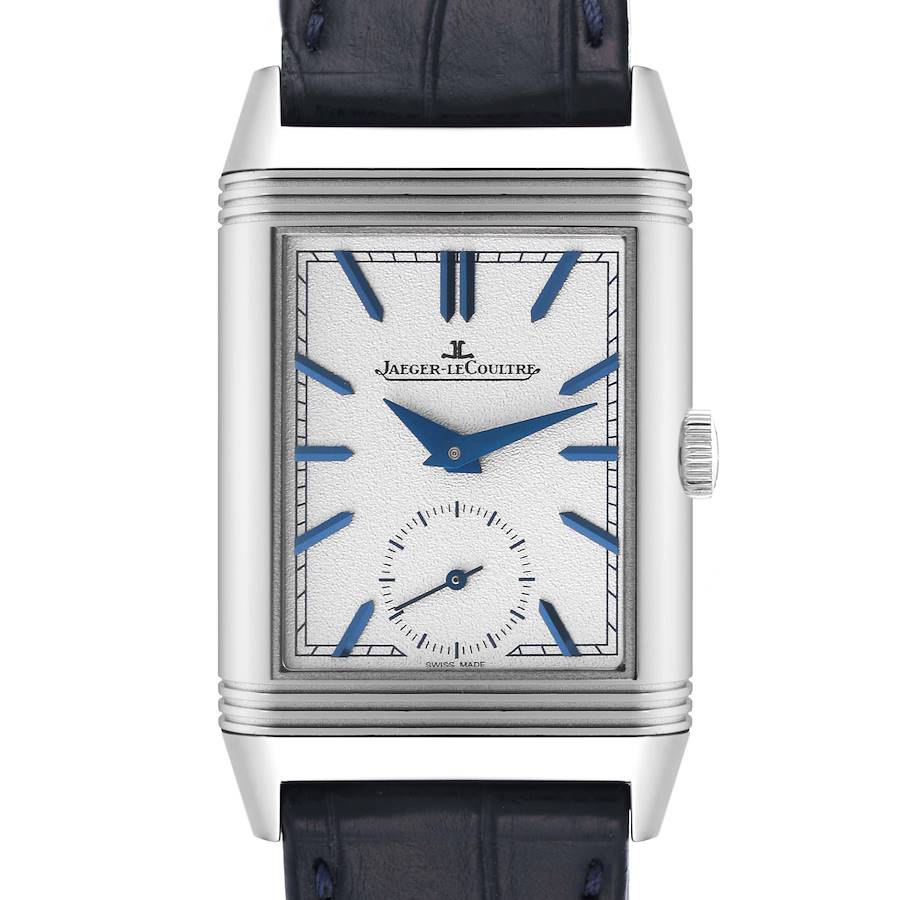 Jaeger LeCoultre Reverso Duo Tribute Steel Mens Watch 213.8.D4 Q3908420 Papers SwissWatchExpo