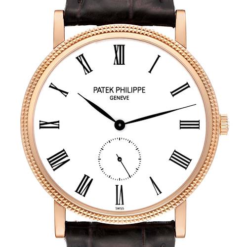 Photo of Patek Philippe Calatrava Rose Gold Brown Strap Mens Watch 5119
