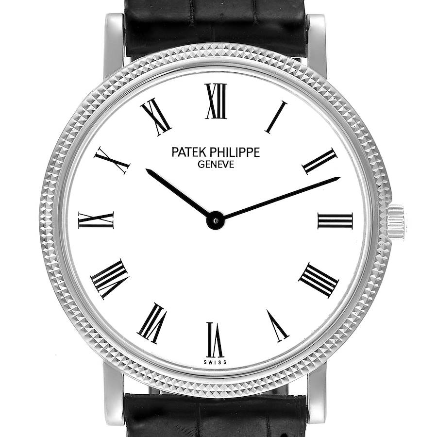 Patek Philippe Calatrava White Gold Automatic Mens Watch 5120G Papers SwissWatchExpo