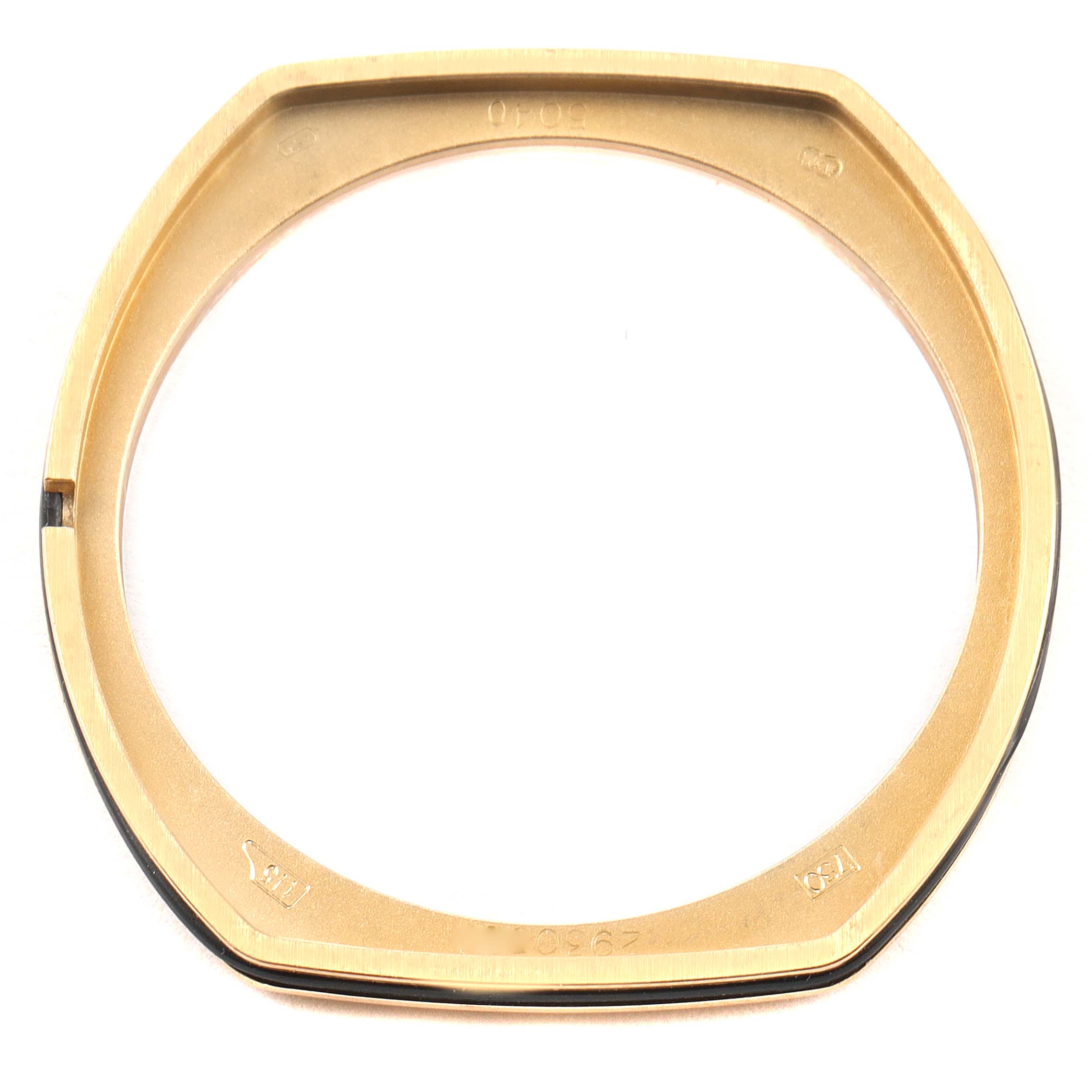 This image shows a top-down view of the bezel for the Patek Philippe Complications 5040 Men's Yellow Gold Silver Dial 5040 Men's Yellow Gold Silver Dial model watch.