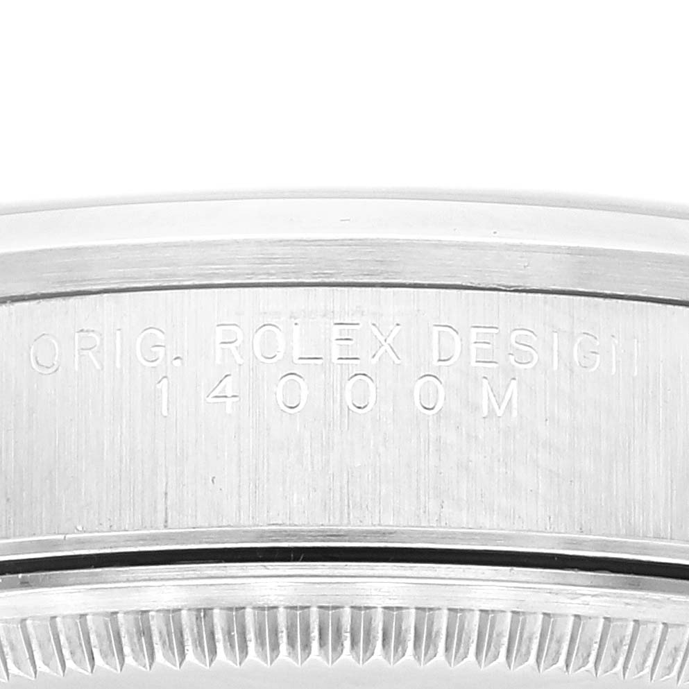 The image shows a close-up side view of the bezel and case of a Rolex Air-King 14000 Men's Stainless Steel Blue Dial 14000 Men's Stainless Steel Blue Dial watch, highlighting the model number.