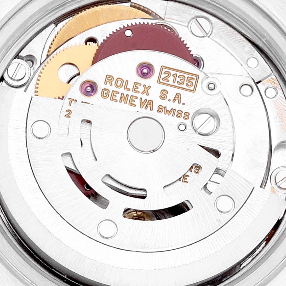 The image shows the intricate movement and internal mechanism of a Rolex Datejust 69174 Women's Stainless Steel Blue Dial 69174 Women's Stainless Steel Blue Dial watch.