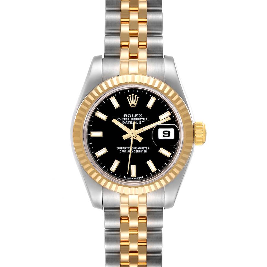 Rolex Datejust Steel Yellow Gold Black Dial Ladies Watch 179173 SwissWatchExpo