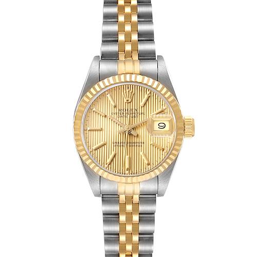 Photo of Rolex Datejust Steel Yellow Gold Fluted Bezel Tapestry Dial Ladies Watch 69173
