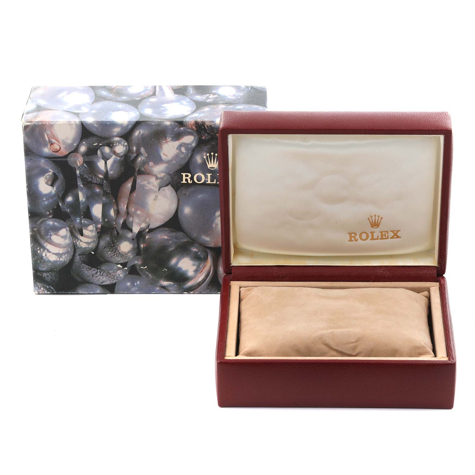 The image shows a Rolex Datejust 69173 Women's Steel and Gold (two tone) White Dial 69173 Women's Steel and Gold (two tone) White Dial watch box open, with the outer box displayed behind it.