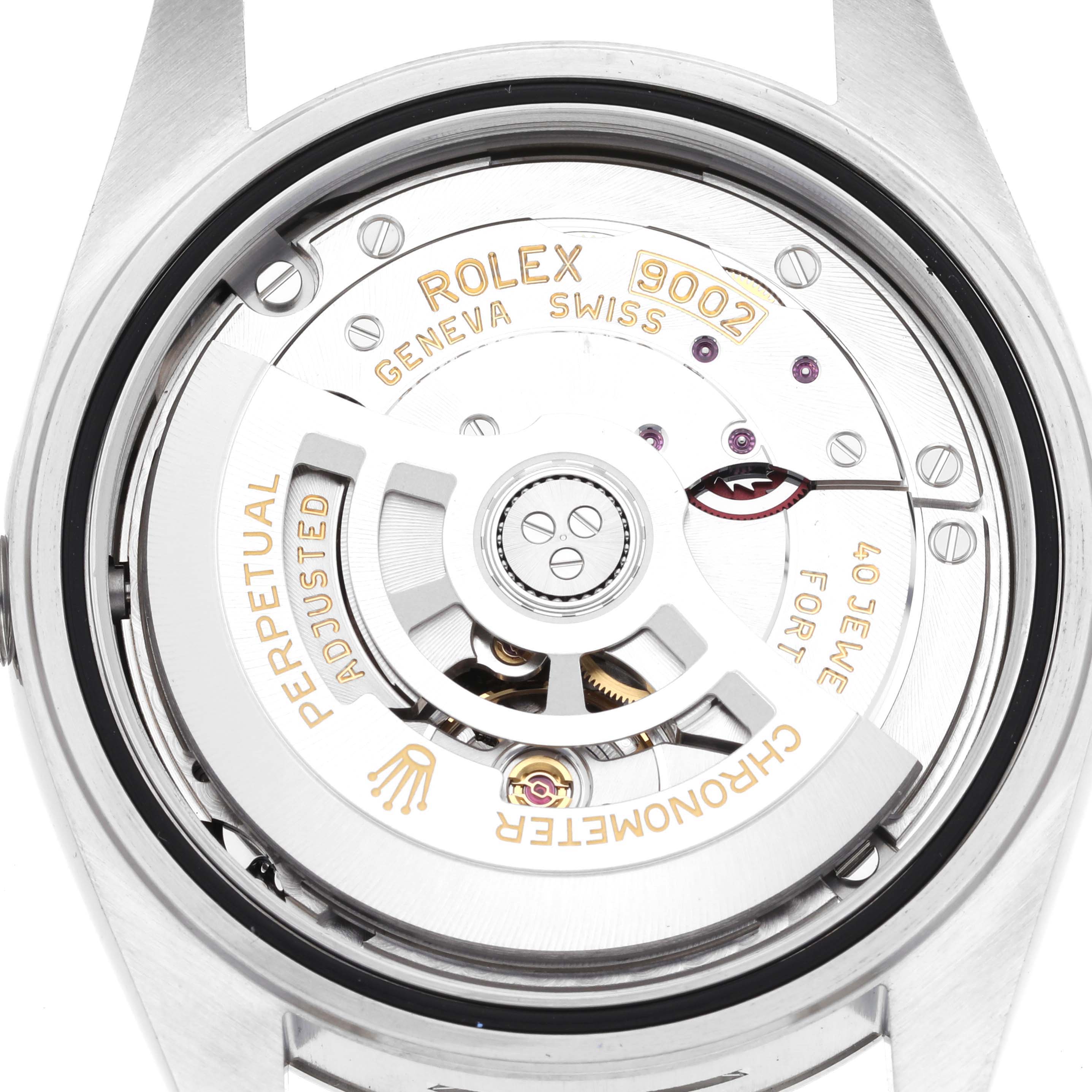 The image shows the back view of the Rolex Sky-Dweller 336934 Men's Stainless Steel Green Dial 336934 Men's Stainless Steel Green Dial, highlighting its movement and rotor details.