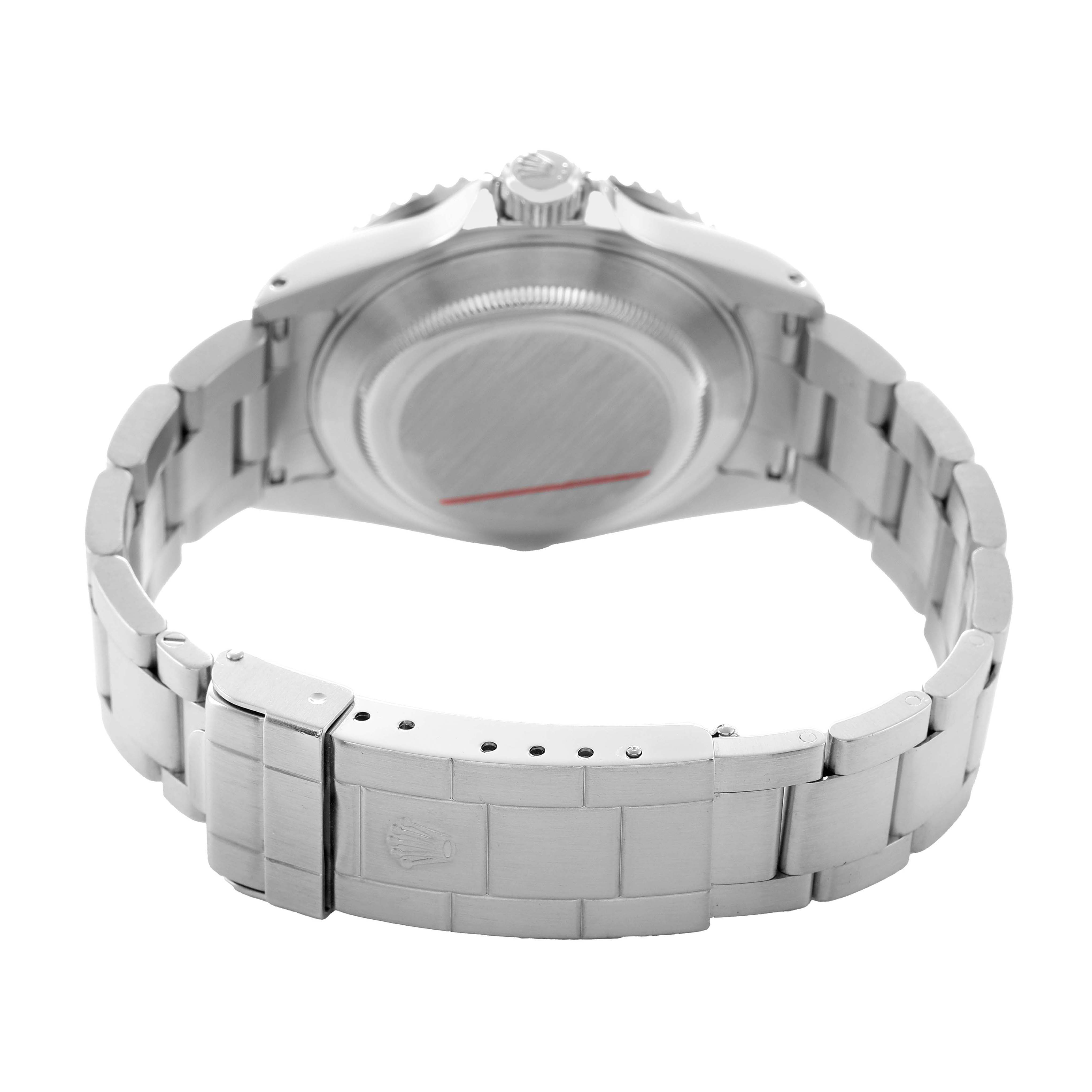 The image shows the back and side of the Rolex Submariner 16610 Men's Stainless Steel Black Dial with a focus on the bracelet and clasp.