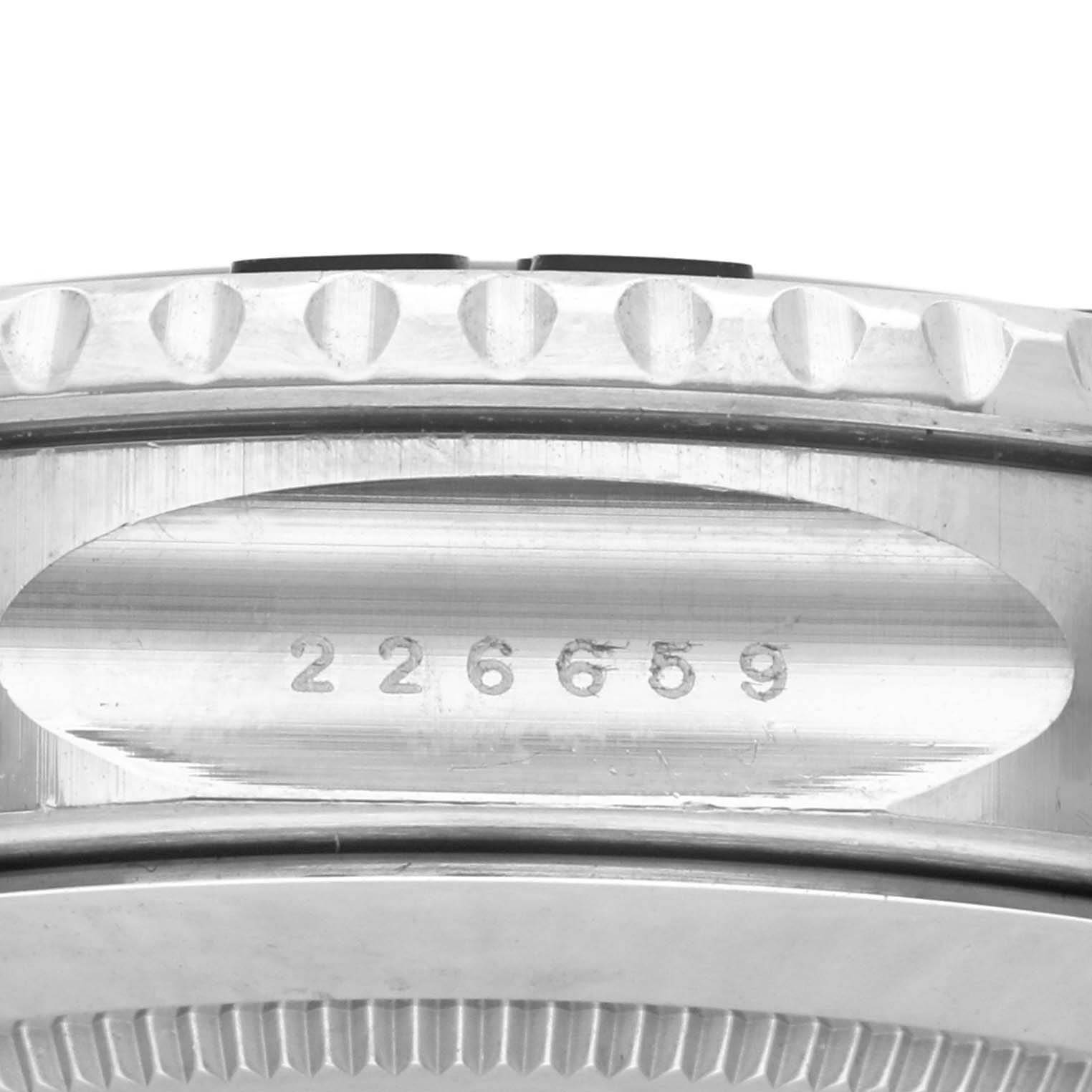 The image shows a side view of the Rolex Yacht-Master 226659 Men's White Gold Black Dial 226659 Men's White Gold Black Dial watch case with the model number engraved.