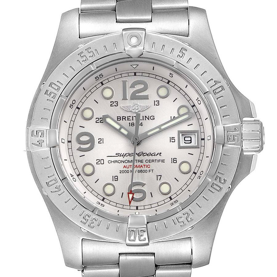 Breitling Aeromarine Superocean Steelfish Silver Dial Mens Watch A17390 Box Papers SwissWatchExpo