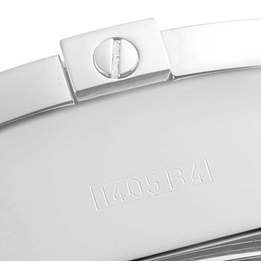 The image shows a close-up of the clasp and stamped serial number on a Breitling Chronomat A13356 Men
s Stainless Steel Blue Dial A13356 Men
s Stainless Steel Blue Dial watch.