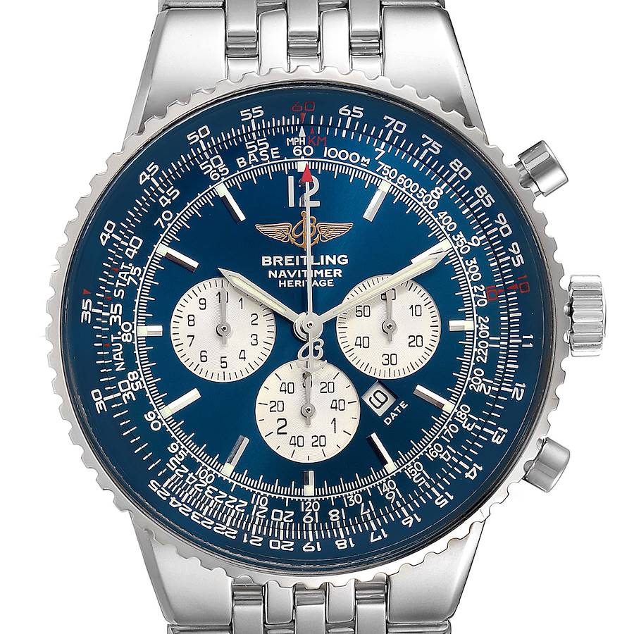 Breitling Navitimer Heritage Blue Dial Mens Watch A35350 SwissWatchExpo