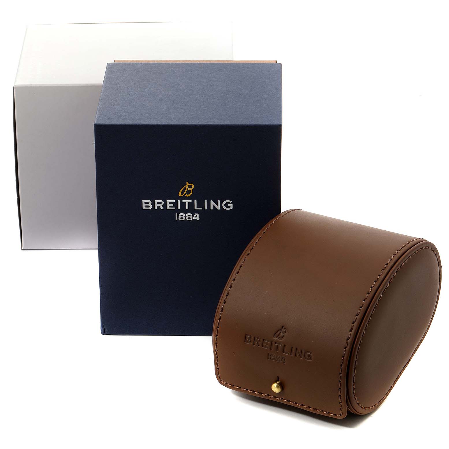 Breitling Brown Leather Travel Inner Watch Box Case for Two