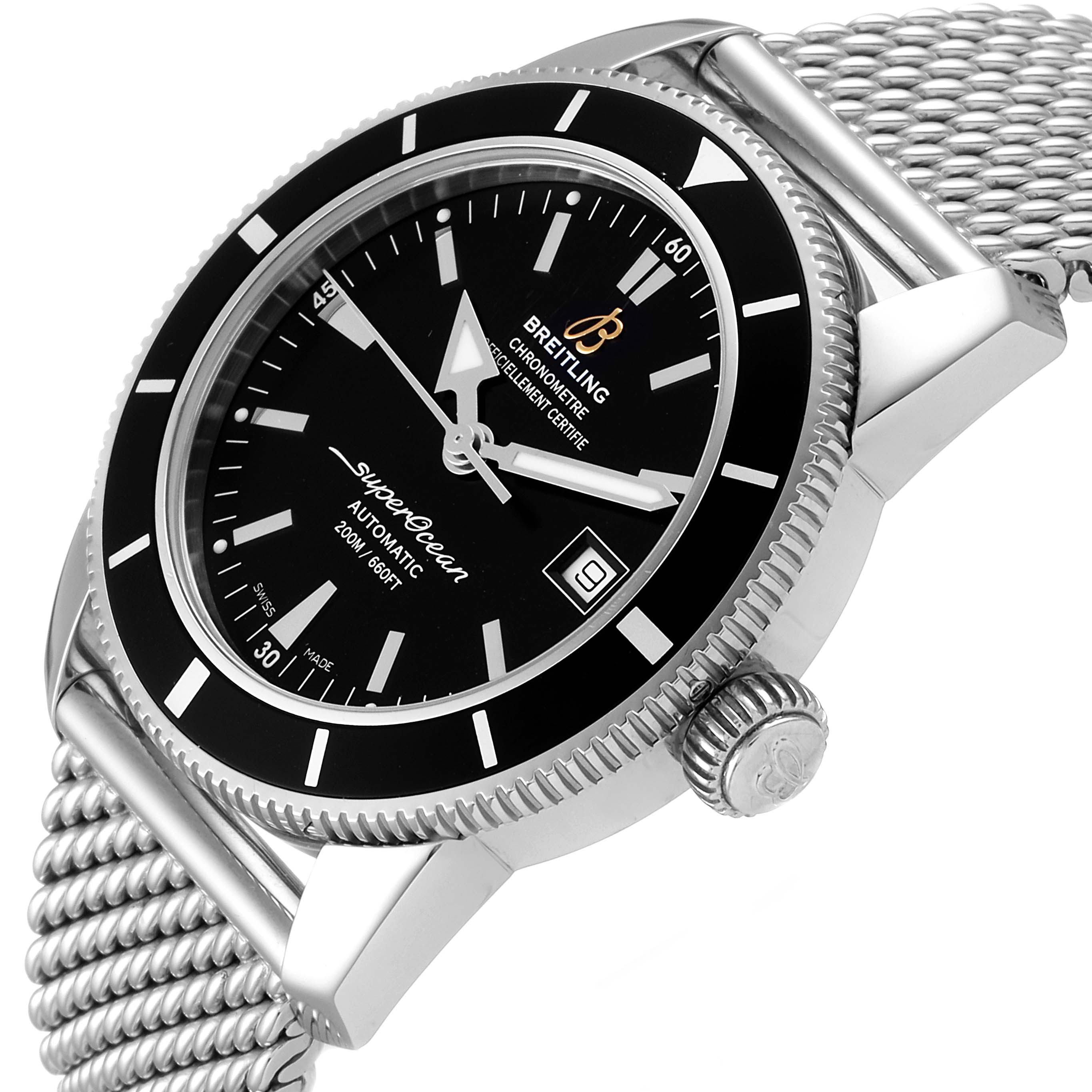 Breitling Superocean Heritage 42 Mesh Bracelet Watch A17321 Box Papers ...