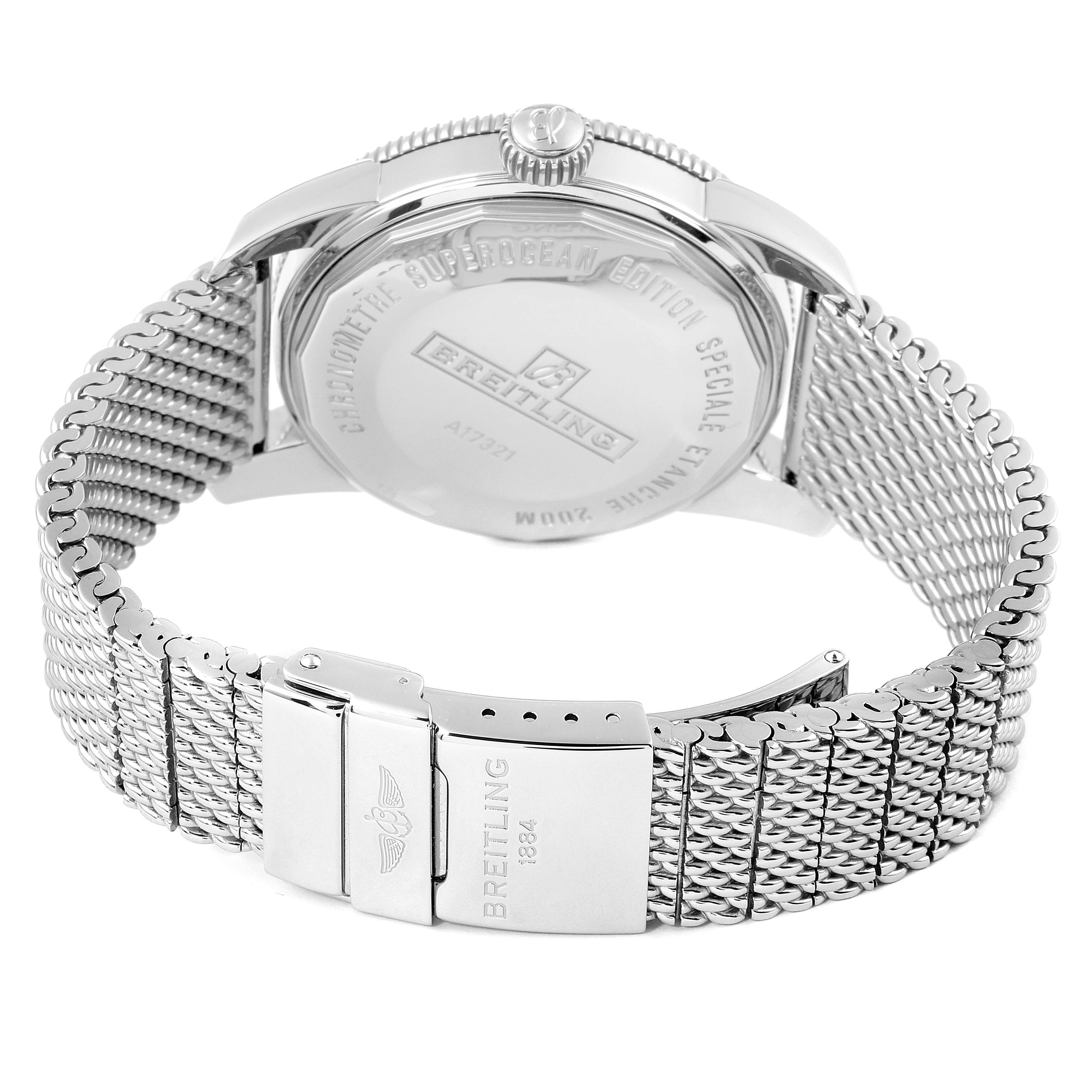 Breitling Superocean Heritage 42 Mesh Bracelet Watch A17321 Box Papers ...