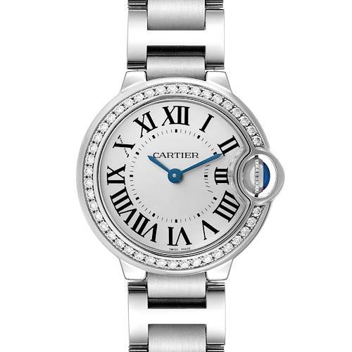 Photo of Cartier Ballon Bleu 28 Diamond Steel Ladies Watch W4BB0015 Box Card