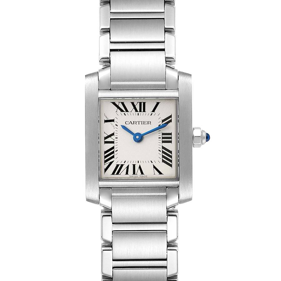 Cartier Tank Francaise Silver Dial Blue Hands Ladies Watch W51008Q3 Box Card SwissWatchExpo
