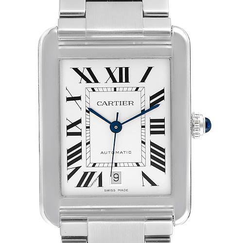 Photo of Cartier Tank Solo XL Silver Dial Automatic Steel Mens Watch W5200028 Box