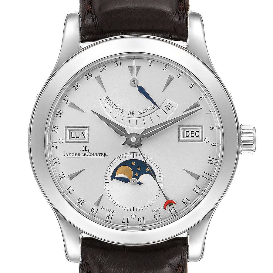 Jaeger Lecoultre Master Calendar Moonphase Mens Watch 147.8.41.S  SwissWatchExpo