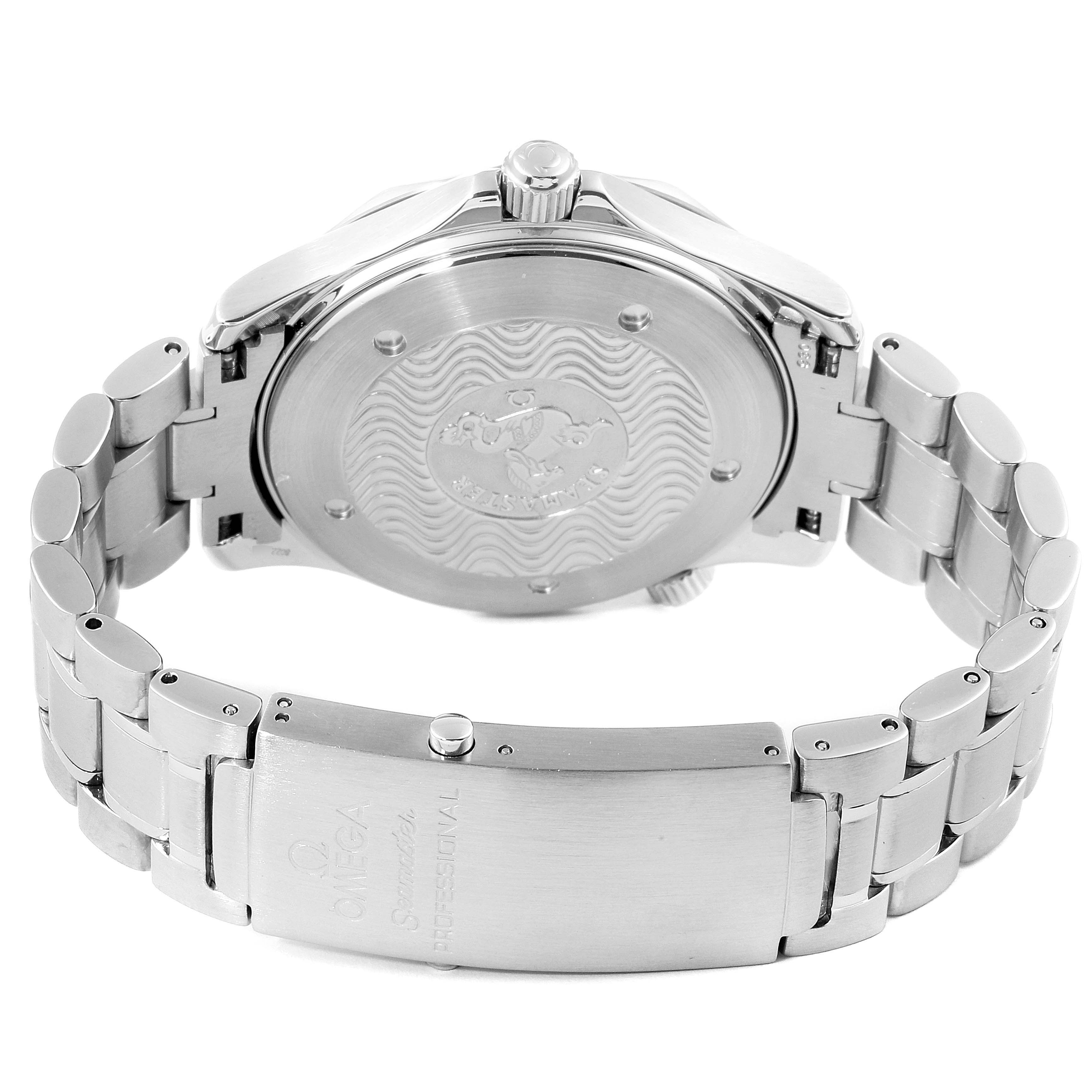 The image shows the back case, bracelet, and clasp of an Omega Seamaster 2254.50.00 Men
s Stainless Steel Black Dial 2254.50.00 Men
s Stainless Steel Black Dial watch.