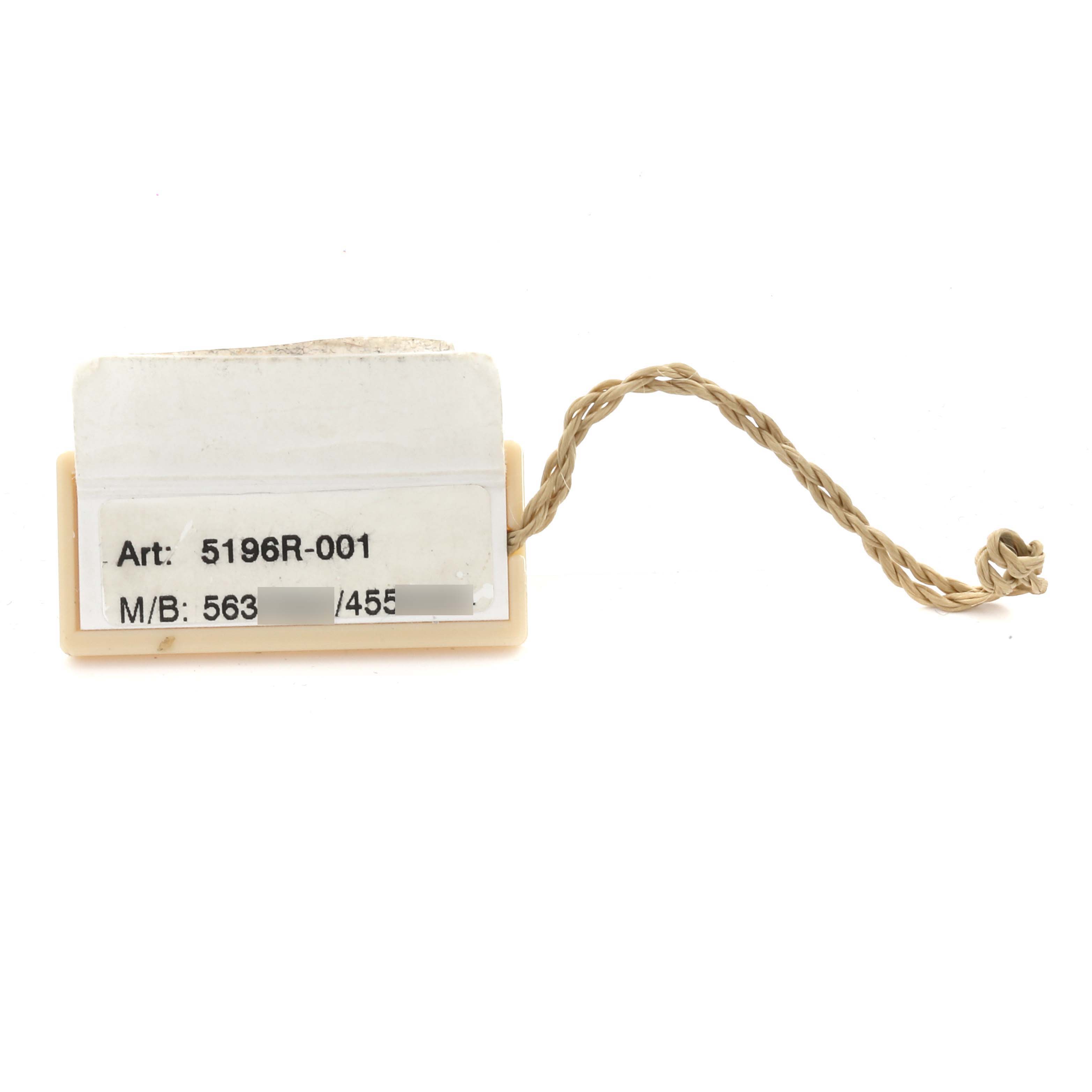 The image shows a label and string for the Patek Philippe Calatrava 5196R-001 Men
s Rose Gold Silver Dial 5196R-001 Men
s Rose Gold Silver Dial, model 5196R-001, with no watch visible.