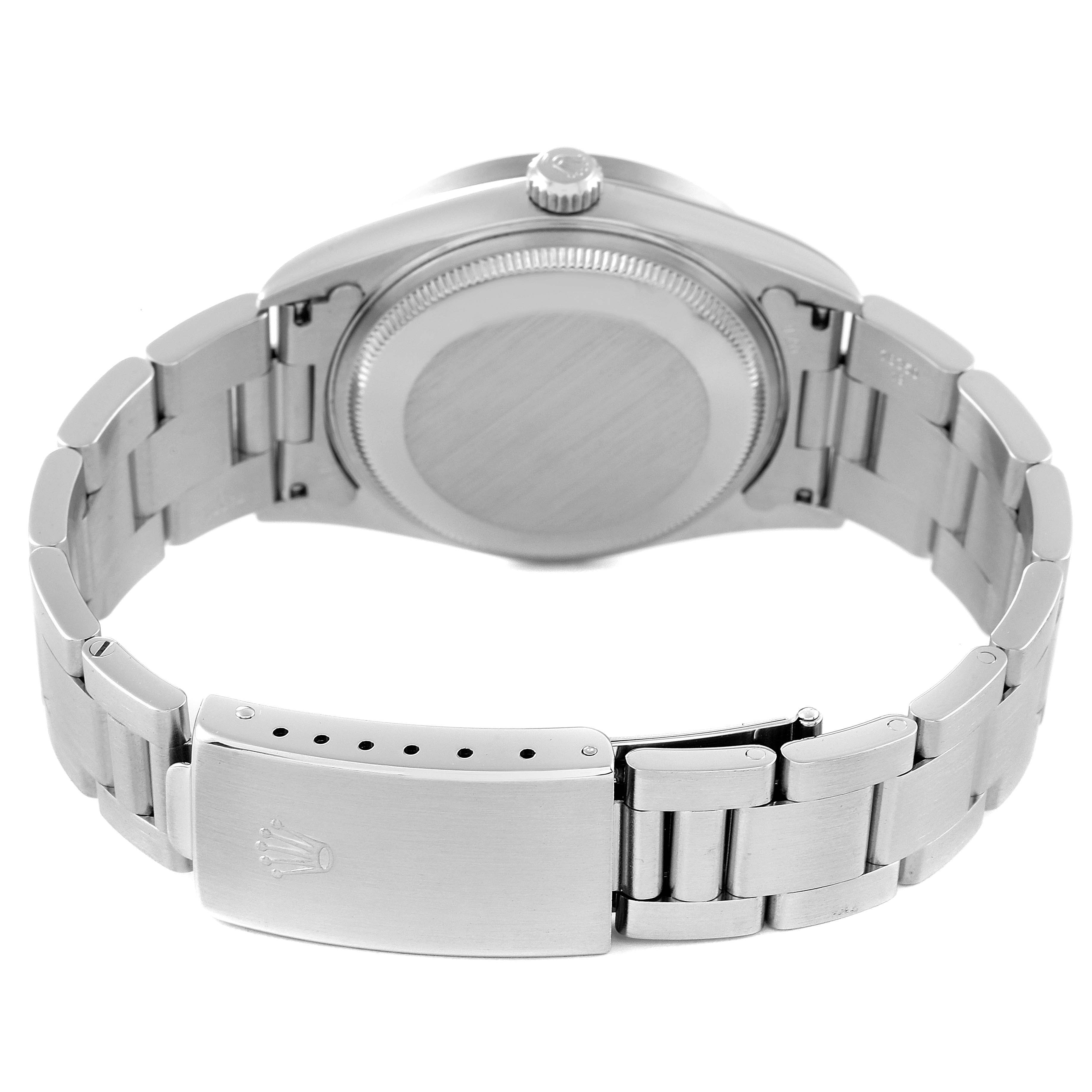 This image shows the back case and bracelet of the Rolex Air-King 14010 Men's Stainless Steel Black Dial 14010 Men's Stainless Steel Black Dial watch from a rear angle.