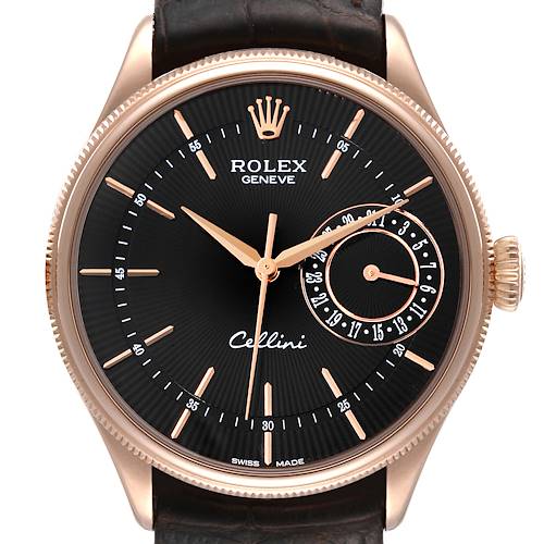 Photo of Rolex Cellini Date Rose Gold Black Dial Automatic Watch 50515 Card