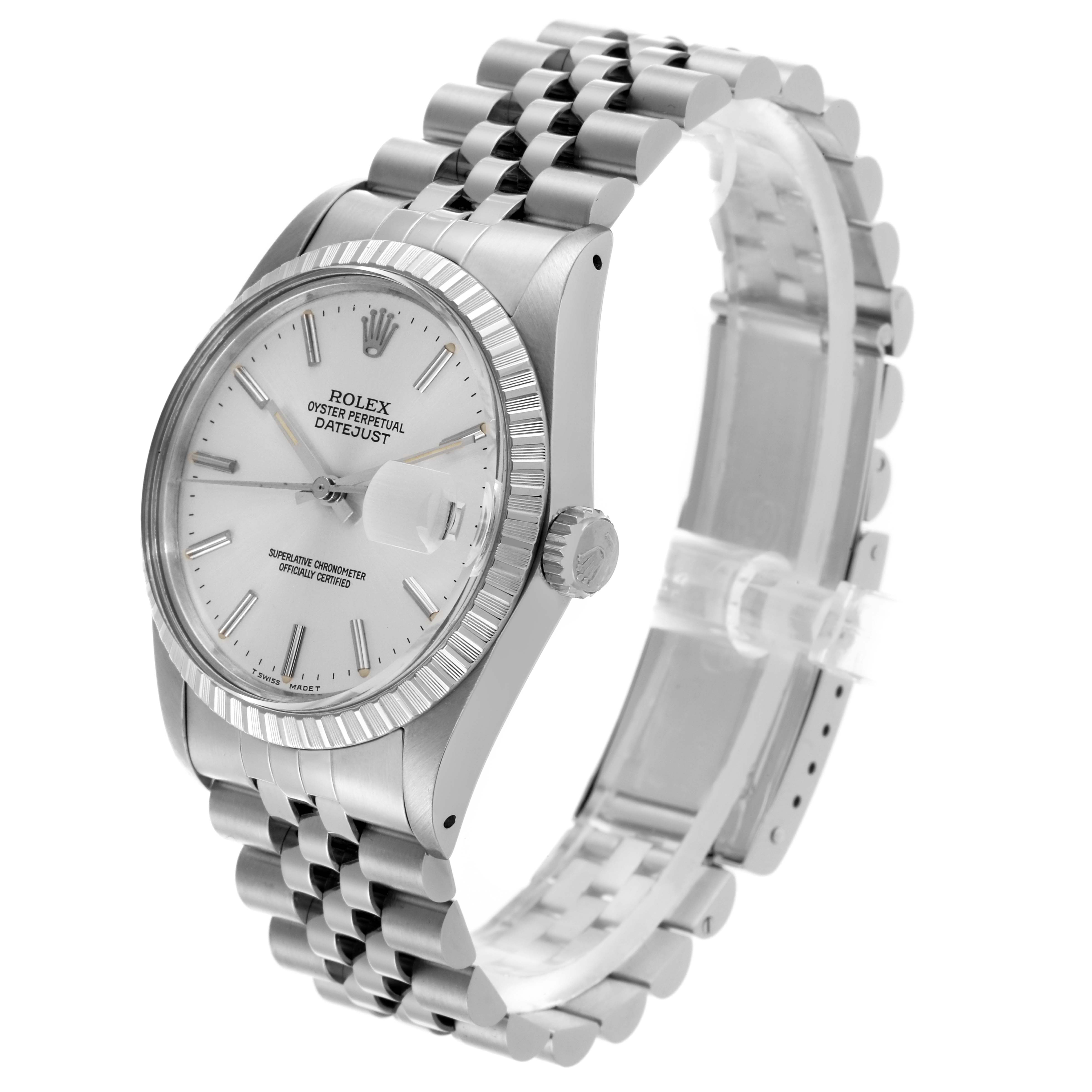 The Rolex Vintage Collection 16030 Men's Stainless Steel Silver Dial 16030 Men's Stainless Steel Silver Dial watch is shown at a three-quarter angle, displaying the dial, bezel, case, and bracelet clearly.