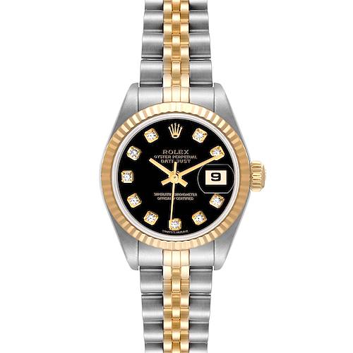 Photo of Rolex Datejust Steel Yellow Gold Black Diamond Dial Ladies Watch 79173