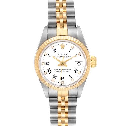 Photo of Rolex Datejust Steel Yellow Gold Roman Diamond Dial Ladies Watch 69173 Box