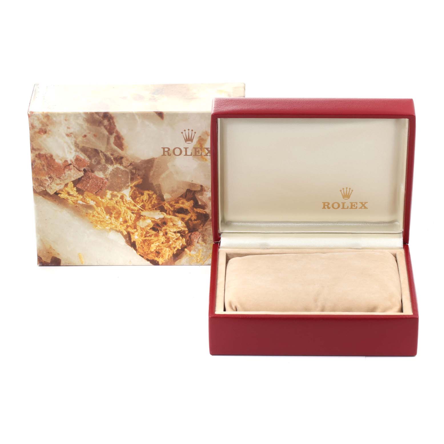 The image shows an open Rolex Datejust 79173 Women's Steel and Gold (two tone) Silver Dial 79173 Women's Steel and Gold (two tone) Silver Dial watch box and outer packaging.