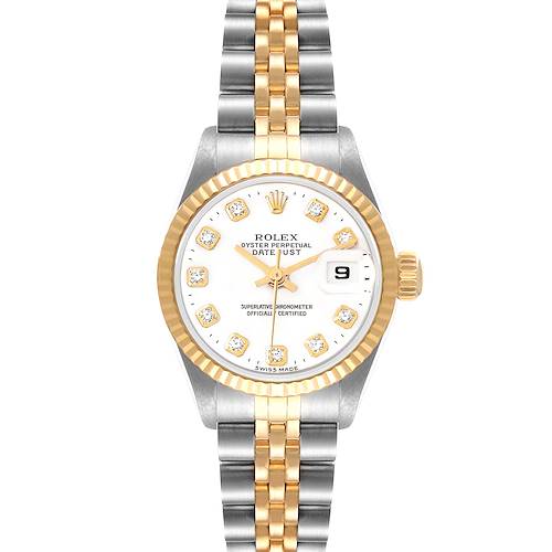 Photo of Rolex Datejust Steel Yellow Gold White Diamond Dial Watch 79173 Box Papers