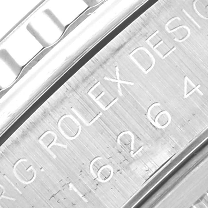 The image shows a close-up of the case side with engraved details on the Rolex Turn-o-Graph 16264 Men's Stainless Steel Black Dial 16264 Men's Stainless Steel Black Dial watch.