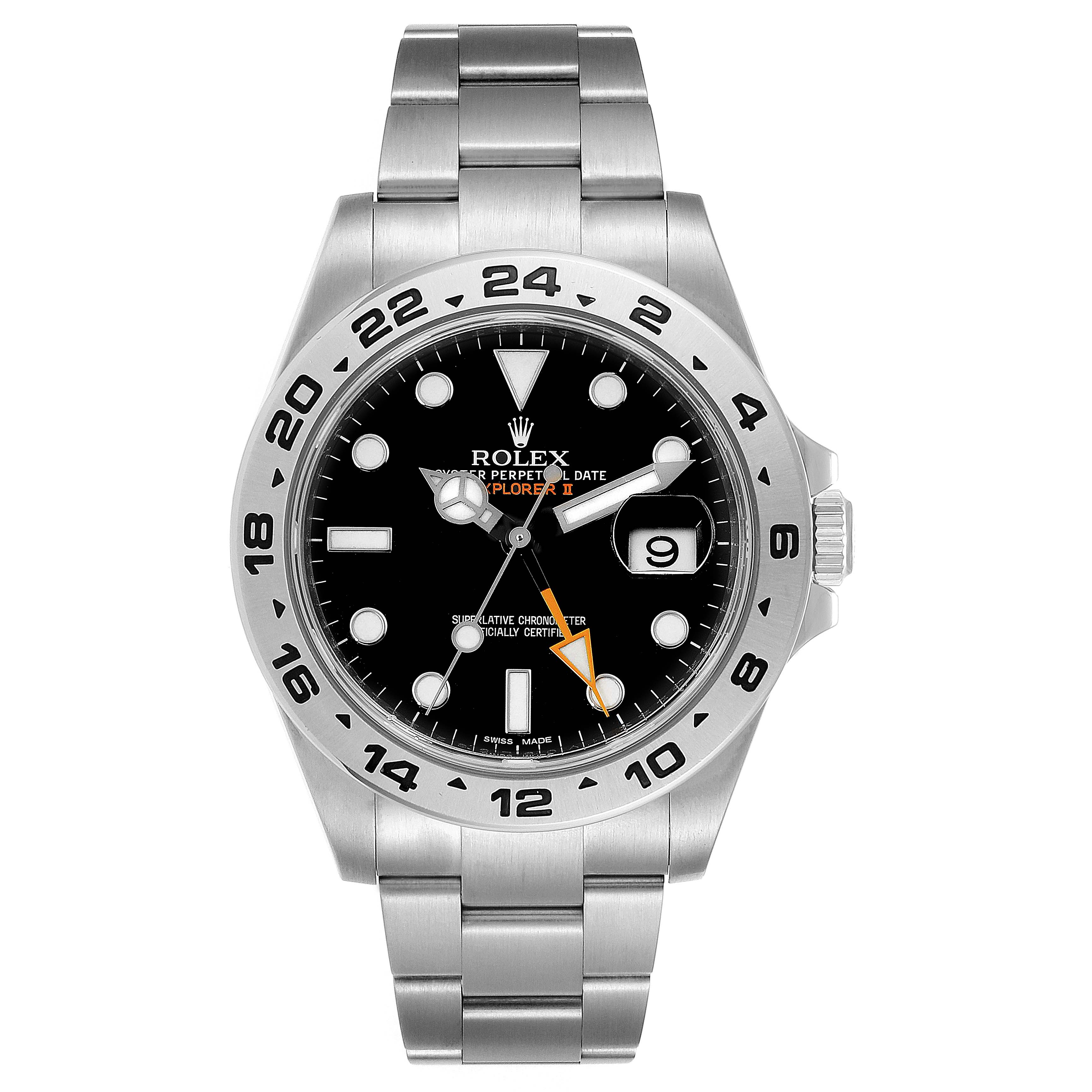 The image shows a front view of the Rolex Explorer 216570 Men
s Stainless Steel Black Dial 216570 Men
s Stainless Steel Black Dial watch, featuring the dial, bezel, and stainless steel bracelet.