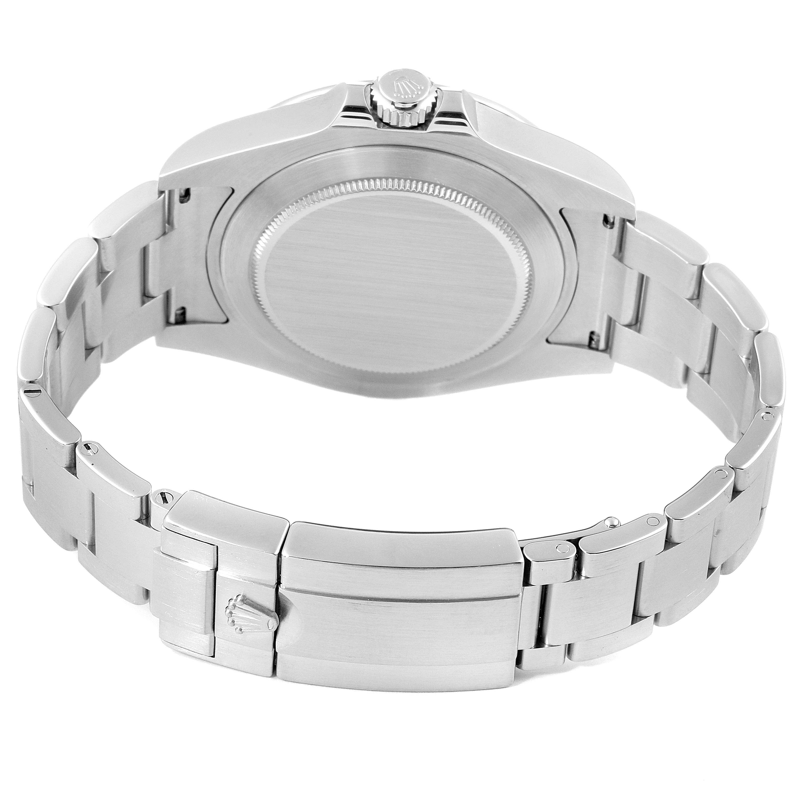 This image shows the back case and bracelet of a Rolex Explorer 216570 Men
s Stainless Steel Black Dial 216570 Men
s Stainless Steel Black Dial watch viewed from the rear angle.