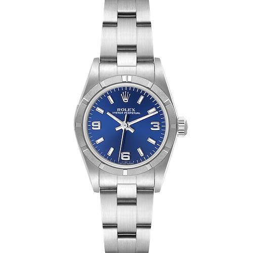 Photo of Rolex Oyster Perpetual NonDate Steel Blue Dial Ladies Watch 76030 Papers