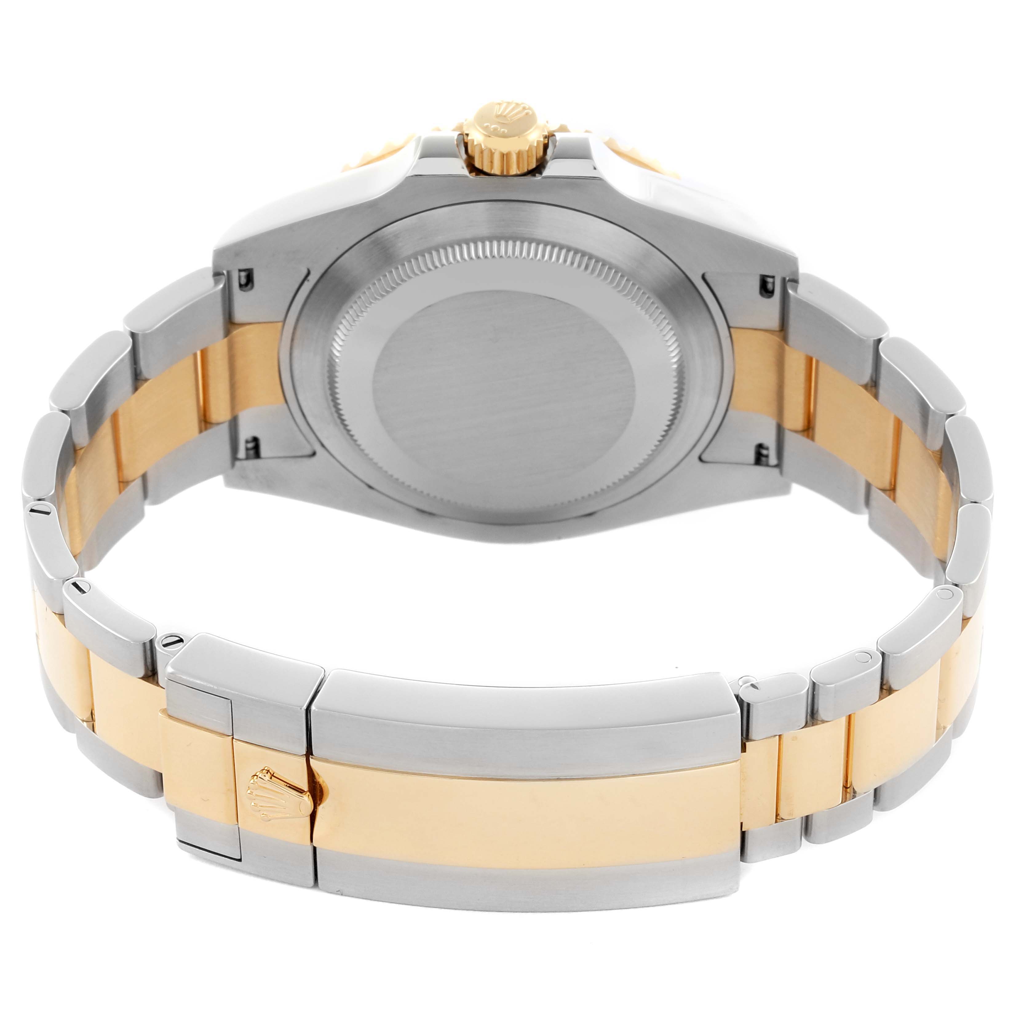 The image shows the back view of a Rolex Submariner 126613LB Men's Steel and Gold (two tone) Blue Dial 126613LB Men's Steel and Gold (two tone) Blue Dial, highlighting the case back, bracelet, and clasp.