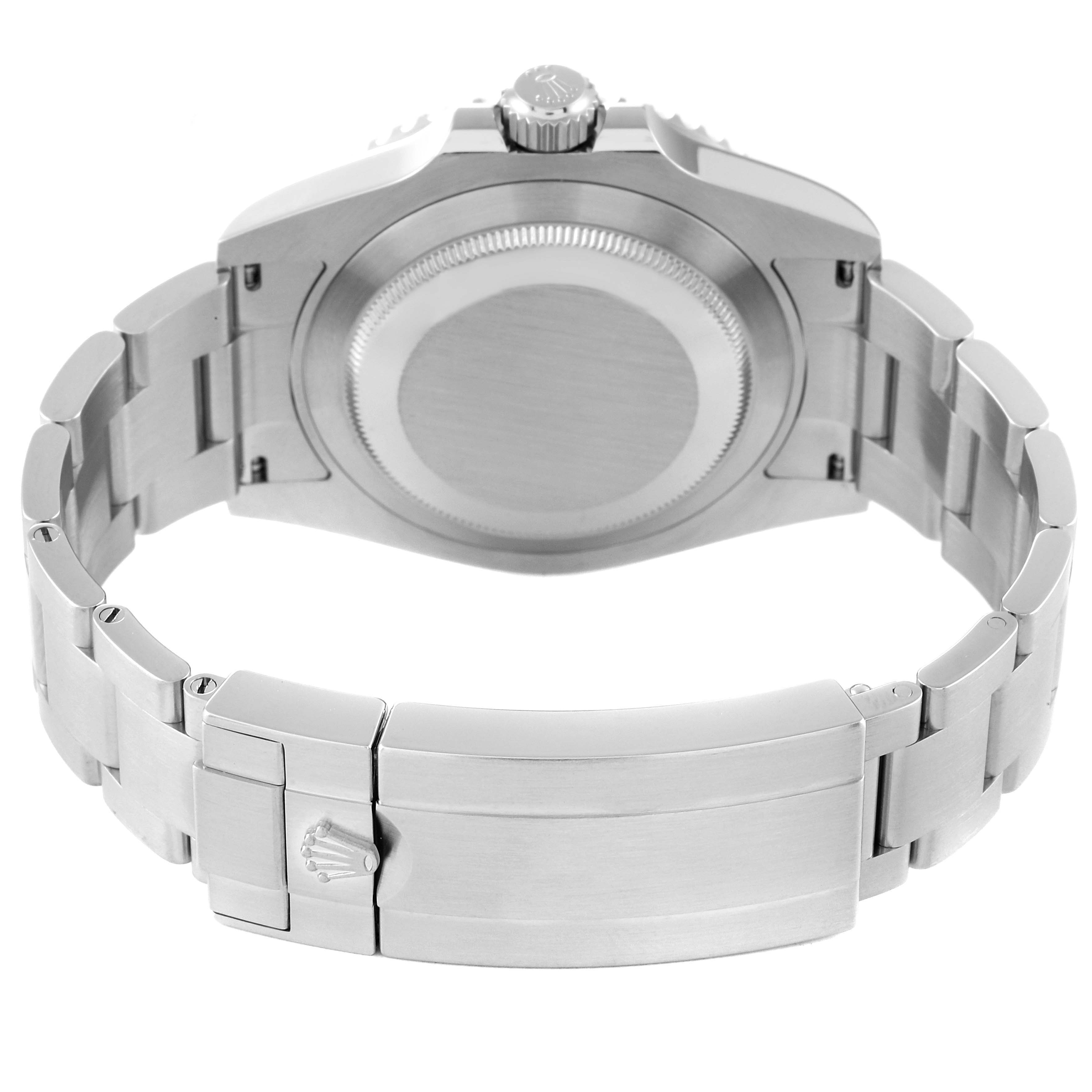 This image shows the back and bracelet clasp of a Rolex Submariner 124060 Men's Stainless Steel Black Dial 124060 Men's Stainless Steel Black Dial watch from a rear angle.