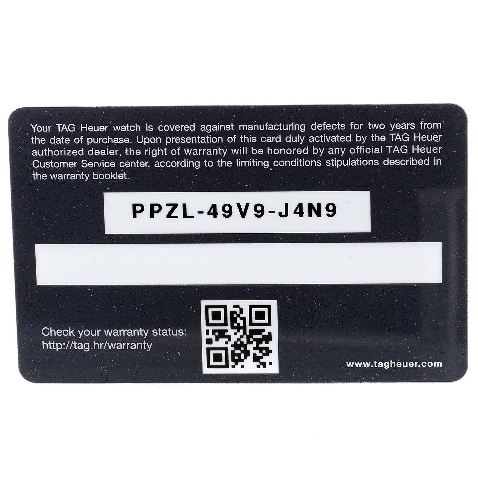 The image shows the warranty card for a Tag Heuer Aquaracer WAY2015.BA0927 Men's Stainless Steel Green Dial WAY2015.BA0927 Men's Stainless Steel Green Dial watch.