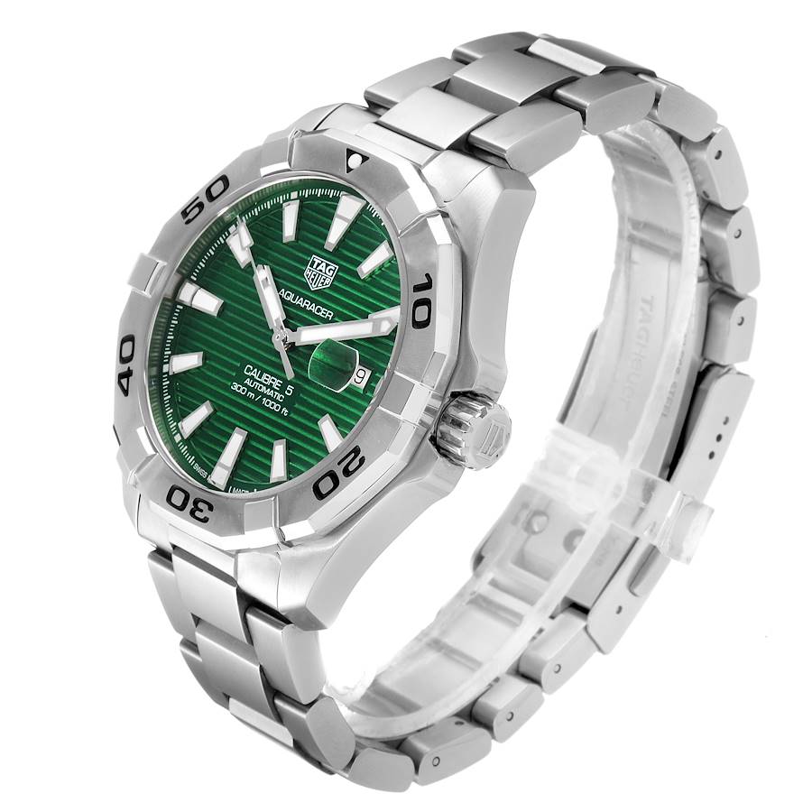 Tag Heuer Aquaracer Green Dial Steel Mens Watch WAY2015 Unworn