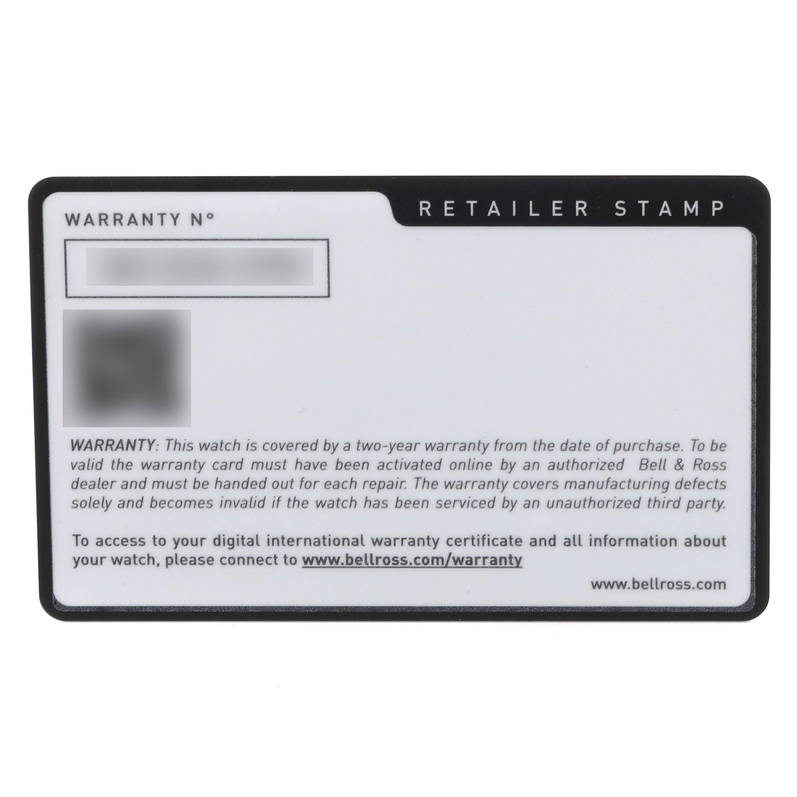 The image shows a warranty card for the Bell 
Ross Urban BR05A-PG-SK-PG/SRB Men
s Rose Gold Transparent Dial BR05A-PG-SK-PG/SRB Men
s Rose Gold Transparent Dial model watch.