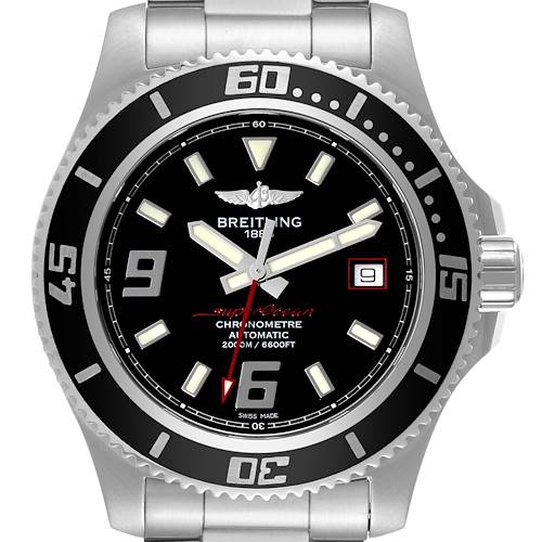 Photo of Breitling Aeromarine Superocean 44 Red Hand Steel Mens Watch A17391 Box Card