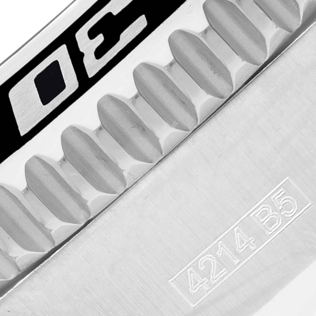 This close-up image shows the bezel with numbering and part of the case of a Breitling Superocean A17391 Men's Stainless Steel Black Dial A17391 Men's Stainless Steel Black Dial watch.