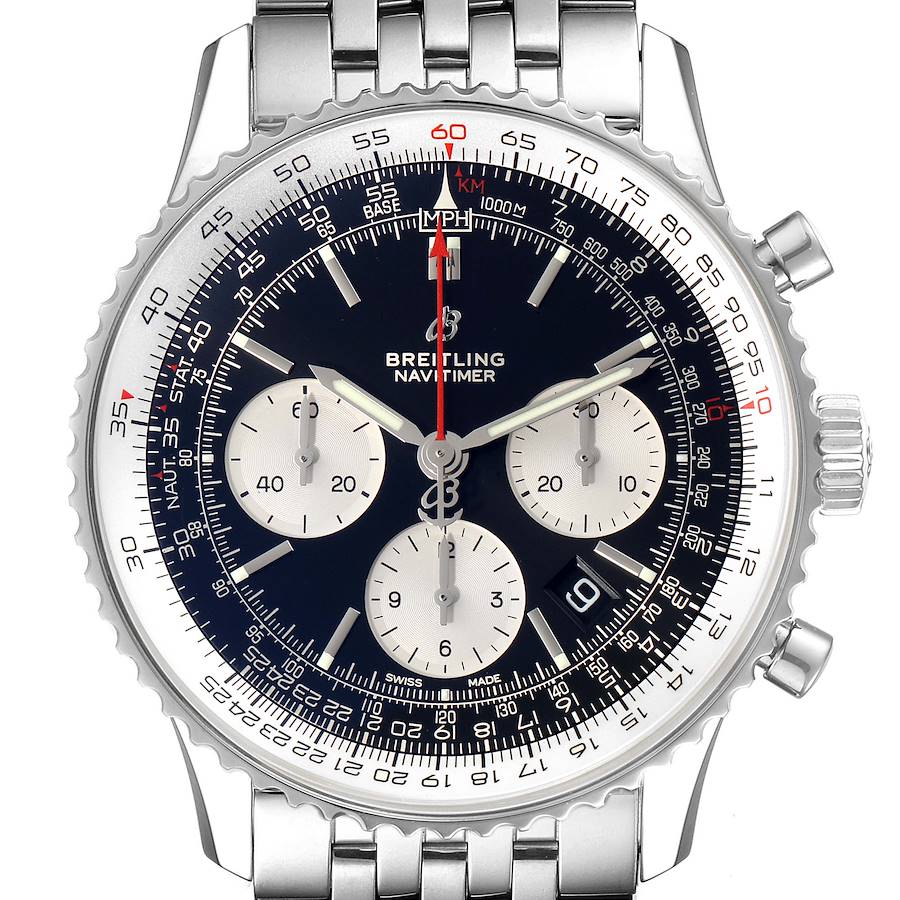 Breitling Navitimer 01 Black Dial Steel Mens Watch AB0121 Box Papers SwissWatchExpo