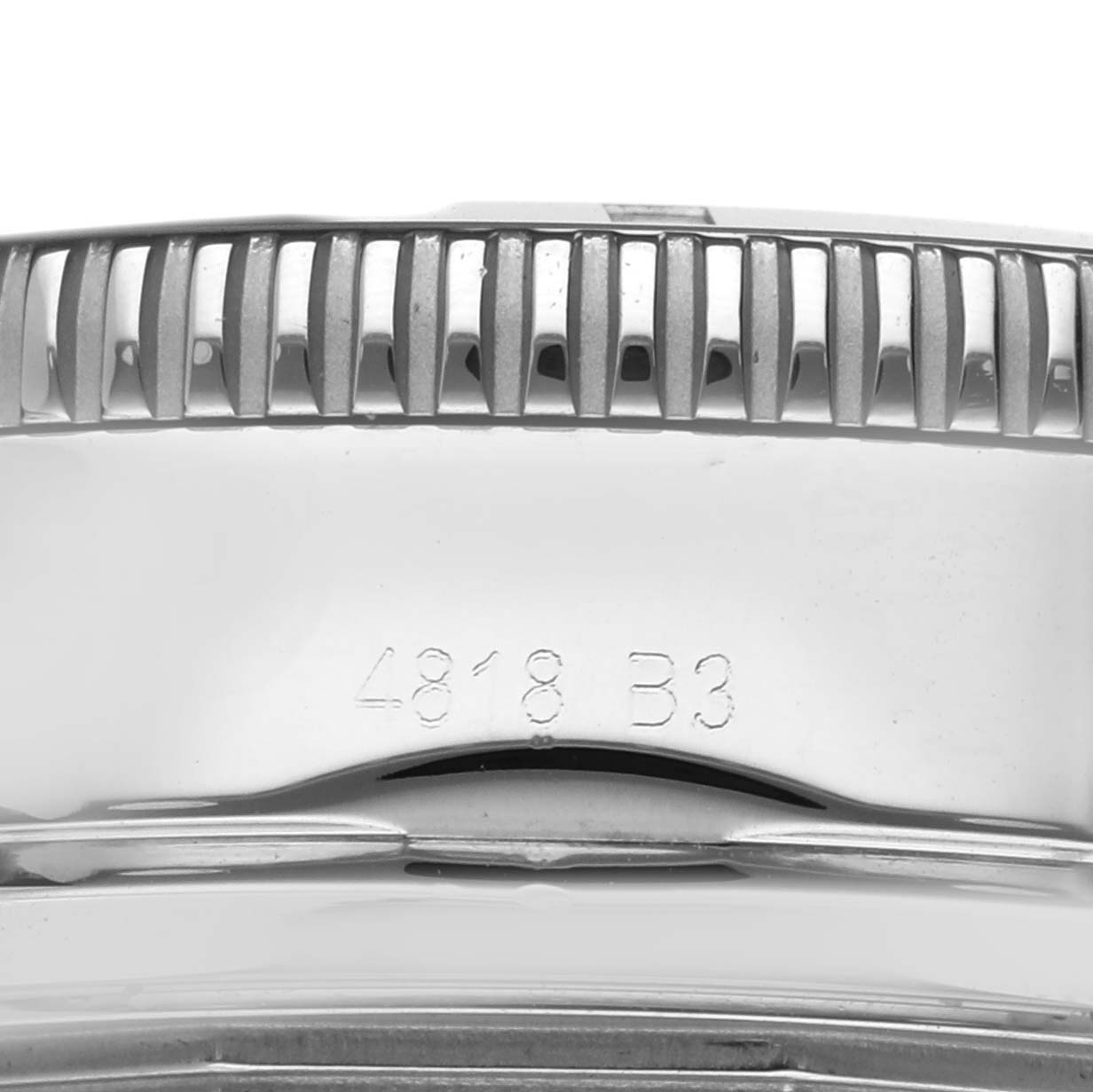 The image shows a close-up side view of the bezel and case edge of a Breitling Superocean A13312 Men's Stainless Steel Green Dial A13312 Men's Stainless Steel Green Dial watch.