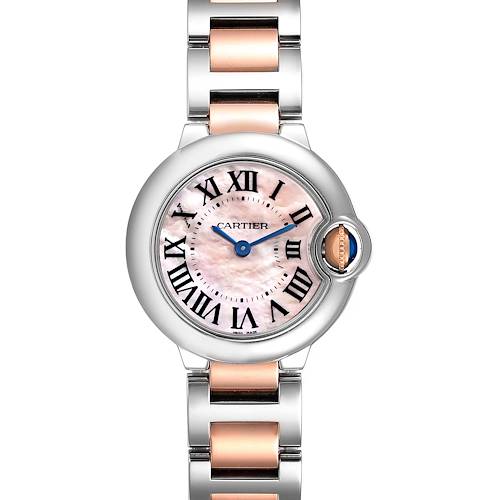 Photo of Cartier Ballon Bleu Steel Rose Gold Pink Mother of Pearl Ladies Watch W6920034
