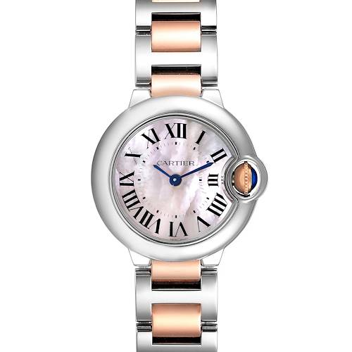Photo of Cartier Ballon Bleu Steel Rose Gold Pink Mother of Pearl Ladies Watch W6920034