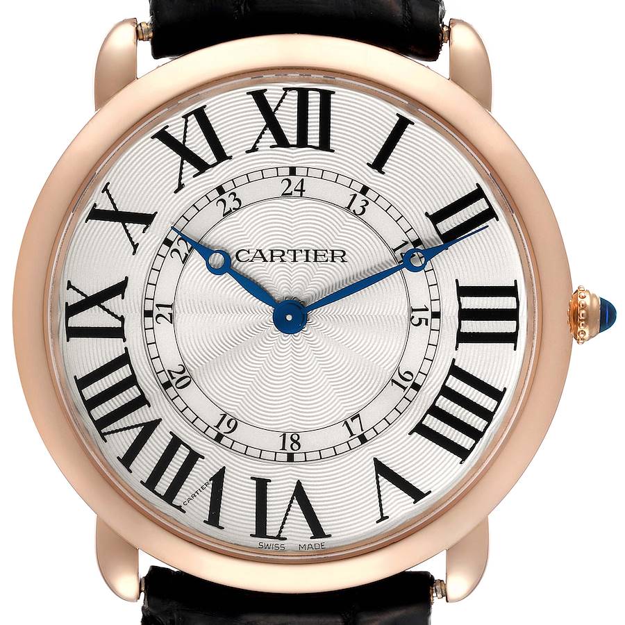 Cartier Ronde Louis Rose Gold Silver Dial Mens Watch W6801004 SwissWatchExpo